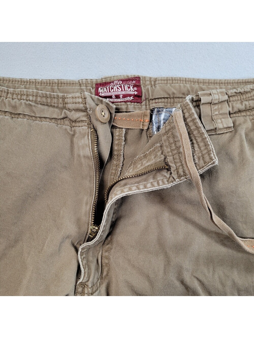 MATCHSTICK Cargo Shorts Men 42 Khaki Twill Drawstring Waist Utility Pockets - Picture 8 of 9